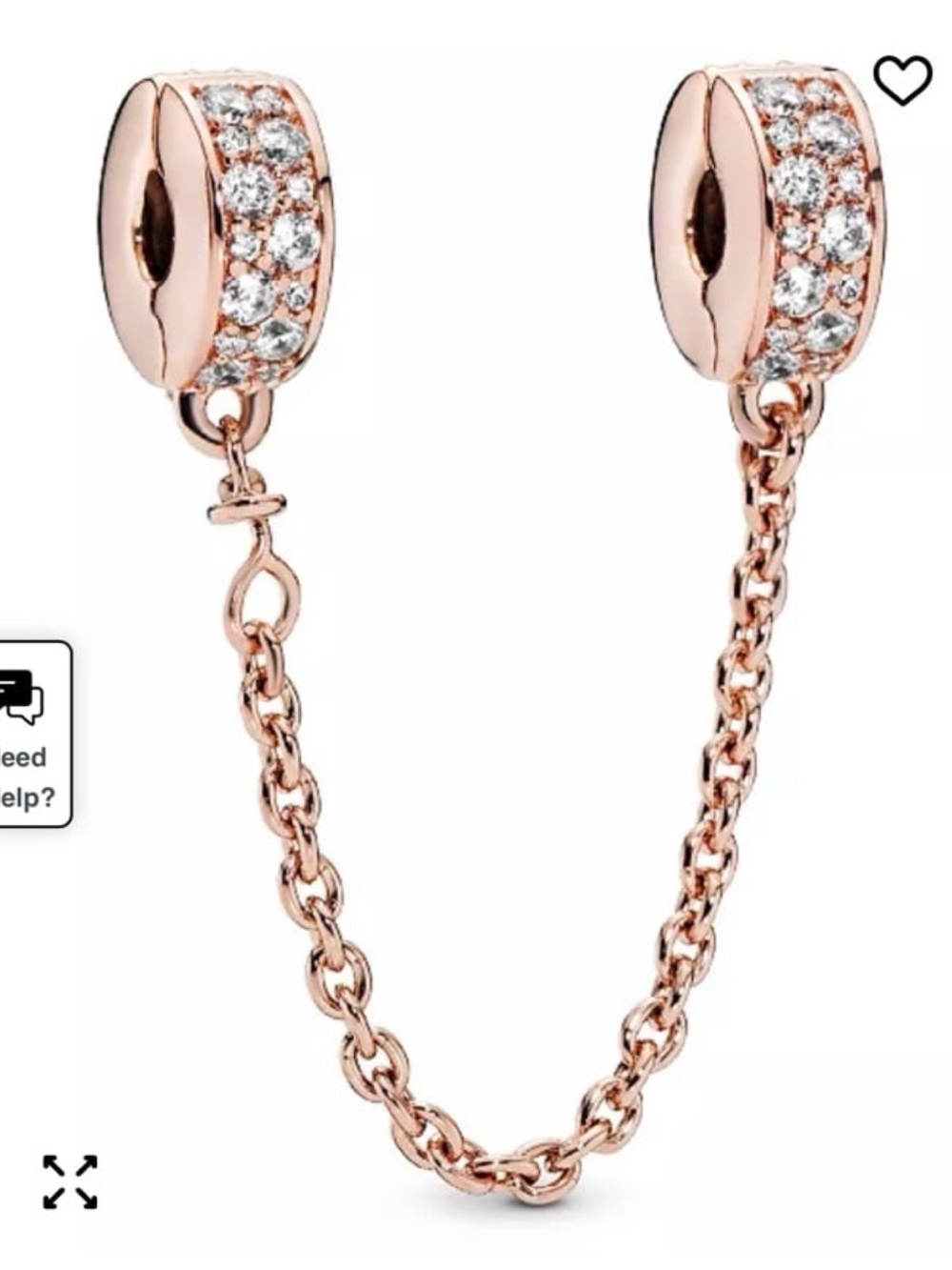 Pandora Safety Chain Rose Gold Plated CZ $145 msrp NIB